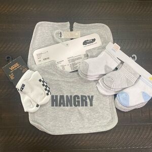 Hangry bib, Vans socks, Carters socks